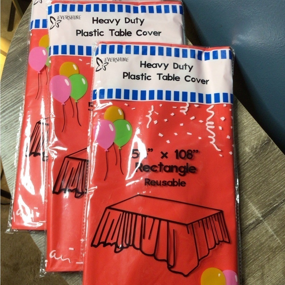 3 Red Heavy Duty Plastic Table Cover (0224)